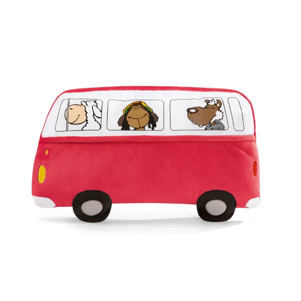Nici 31905 Kissen Bus Rot Schafe Jolly Mäh 41x26cm Plüsch Kuschelkissen