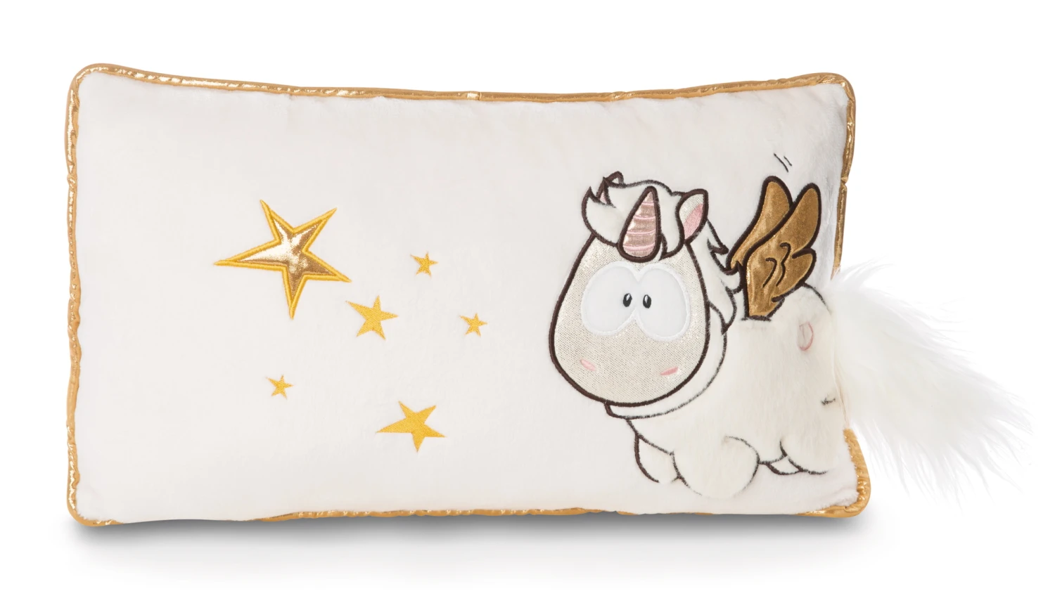 Nici 46556 Kissen Einhorn-Engel Angelia Rechteckig 43x25cm Plüsch Weiß-gold